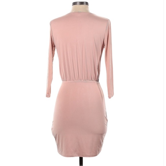 NEW-Lovers + Friends Love Happy Mauve Pink Bodycon Long Sleeve Mini Dress - Picture 5 of 6